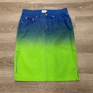Calvin Klein Jeans Vintage Late-90s Ombré Denim Midi Skirt Green Blue 5